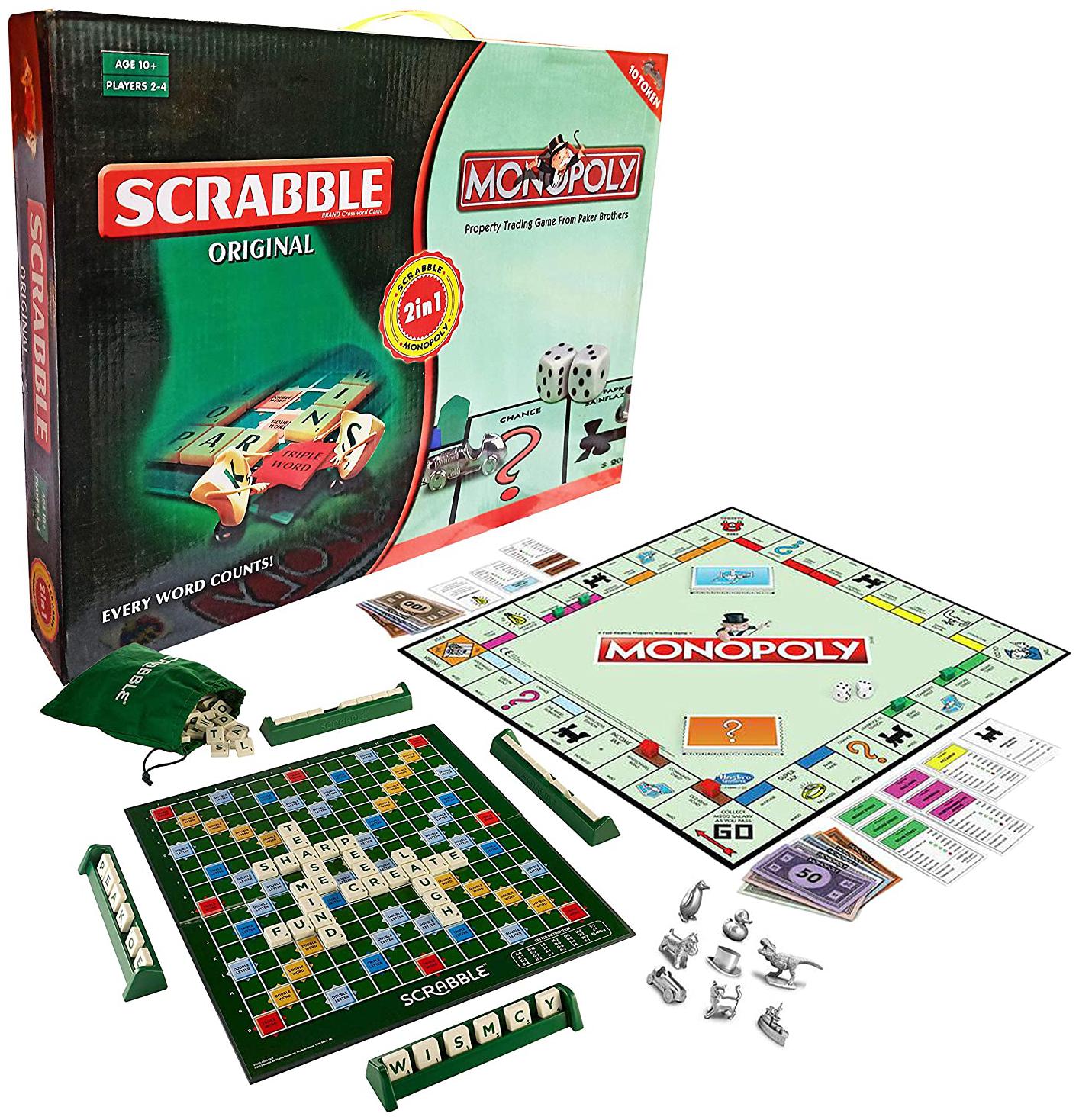 Monopoly And Scrabble Classic Board Game -2 In 1